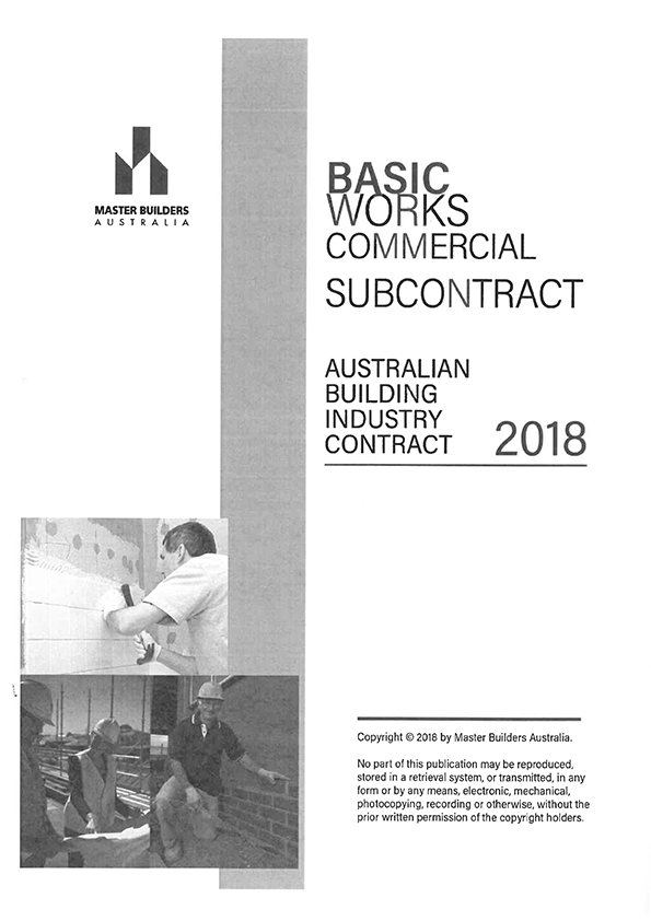 ABIC Basic Works Commercial Subcontract 2018 Forms