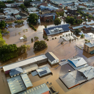 Flood water in city of Lismore NSW Australia, 2022